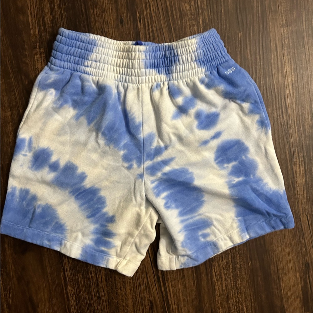 DSG Cotton Blue and White tie-dye shorts
